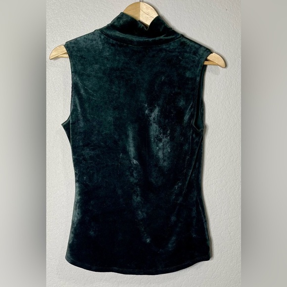 Theory Slim Turtleneck Tank Velour Knit Dark Holly Green Size Medium - Picture 4 of 8